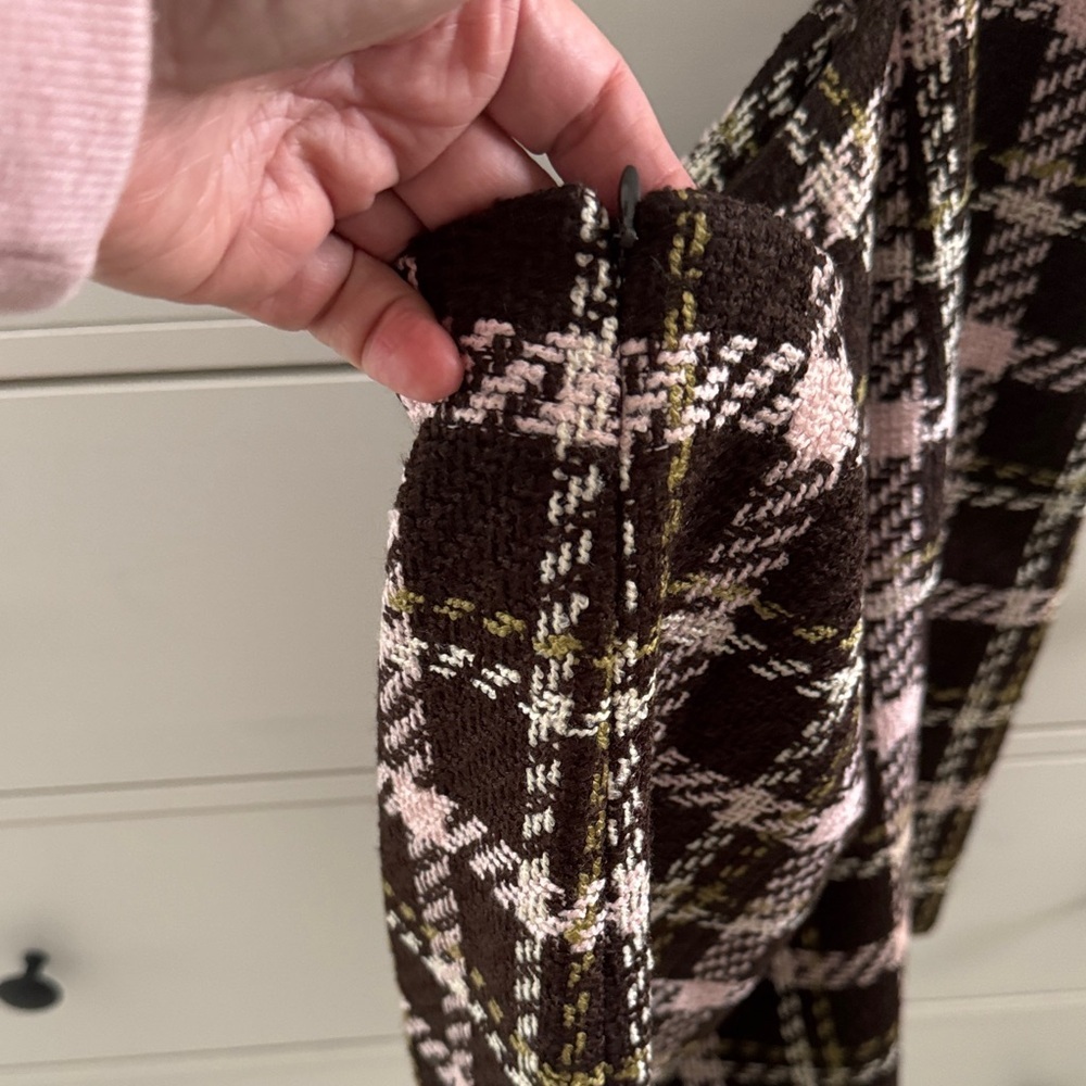 Favorite Daughter The First Wife Mini Chocolate Pink Plaid Skirt Size 10 NWT - Picture 4 of 9